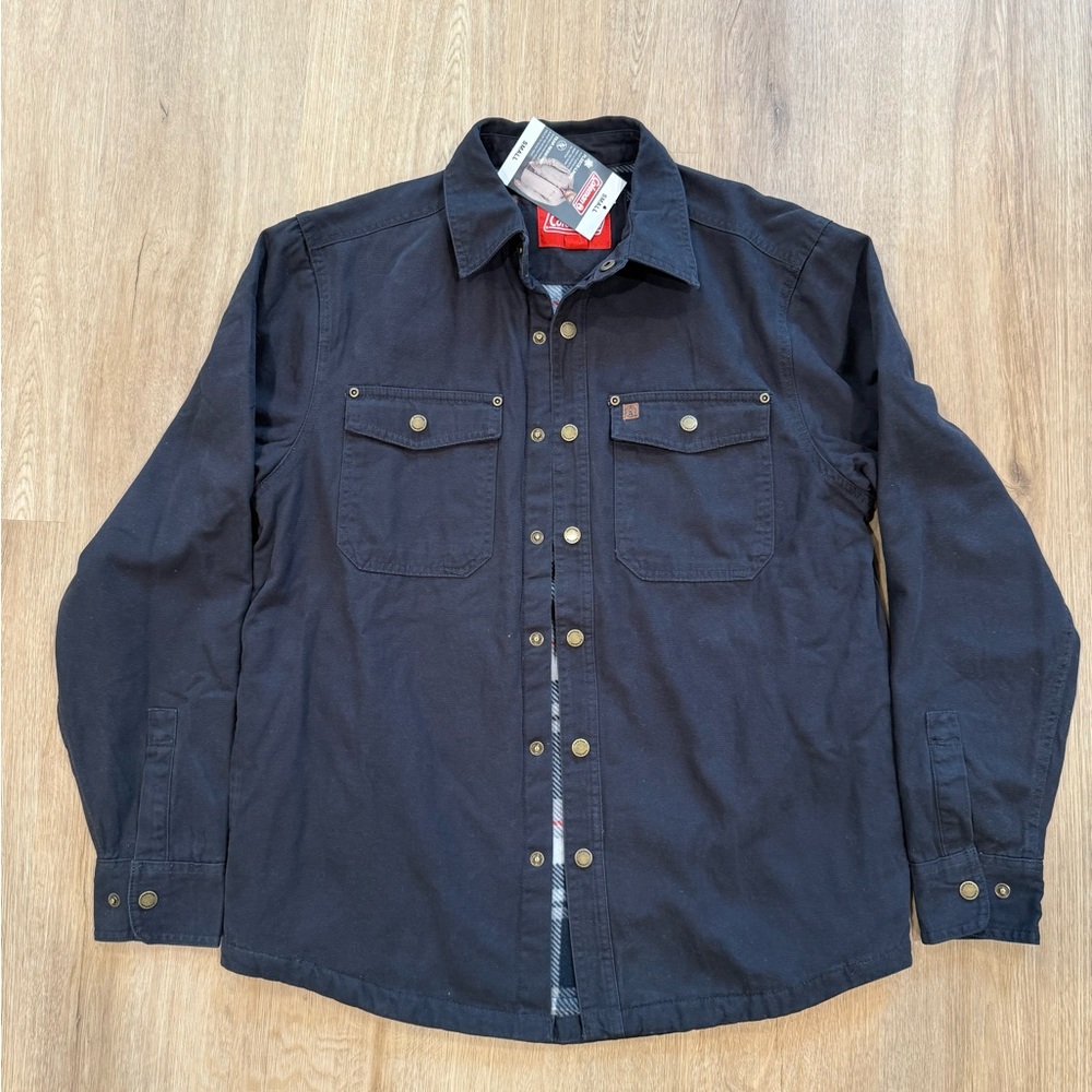 NWT Coleman Men's Black Shirt Jacket Plaid Lining